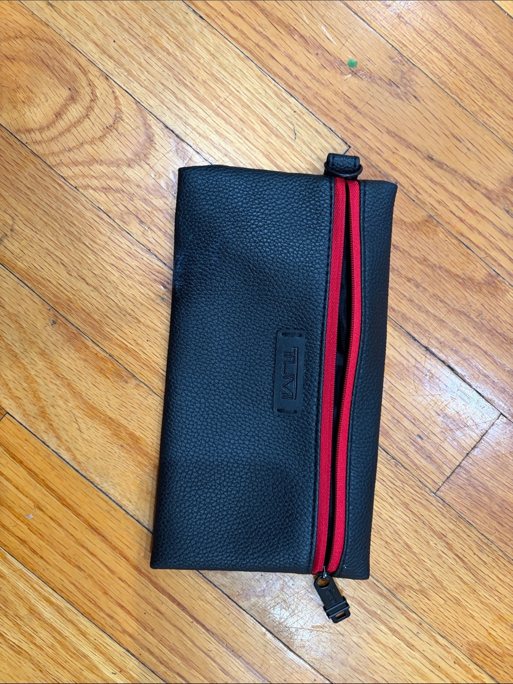 TUMI Black Men’s Zip Pouch with Red Accent
